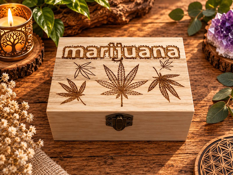 Caja Hojas Mariguana cannabis